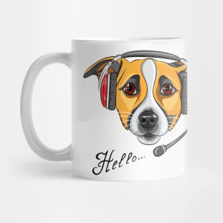 Dog Jack Russell Terrier as call center operator Mug